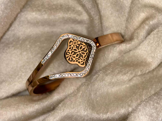 For Thin Wrist Studded Interlock Bangle 18K Gold plated Premium Bangle 2.2 - 2.4 Size