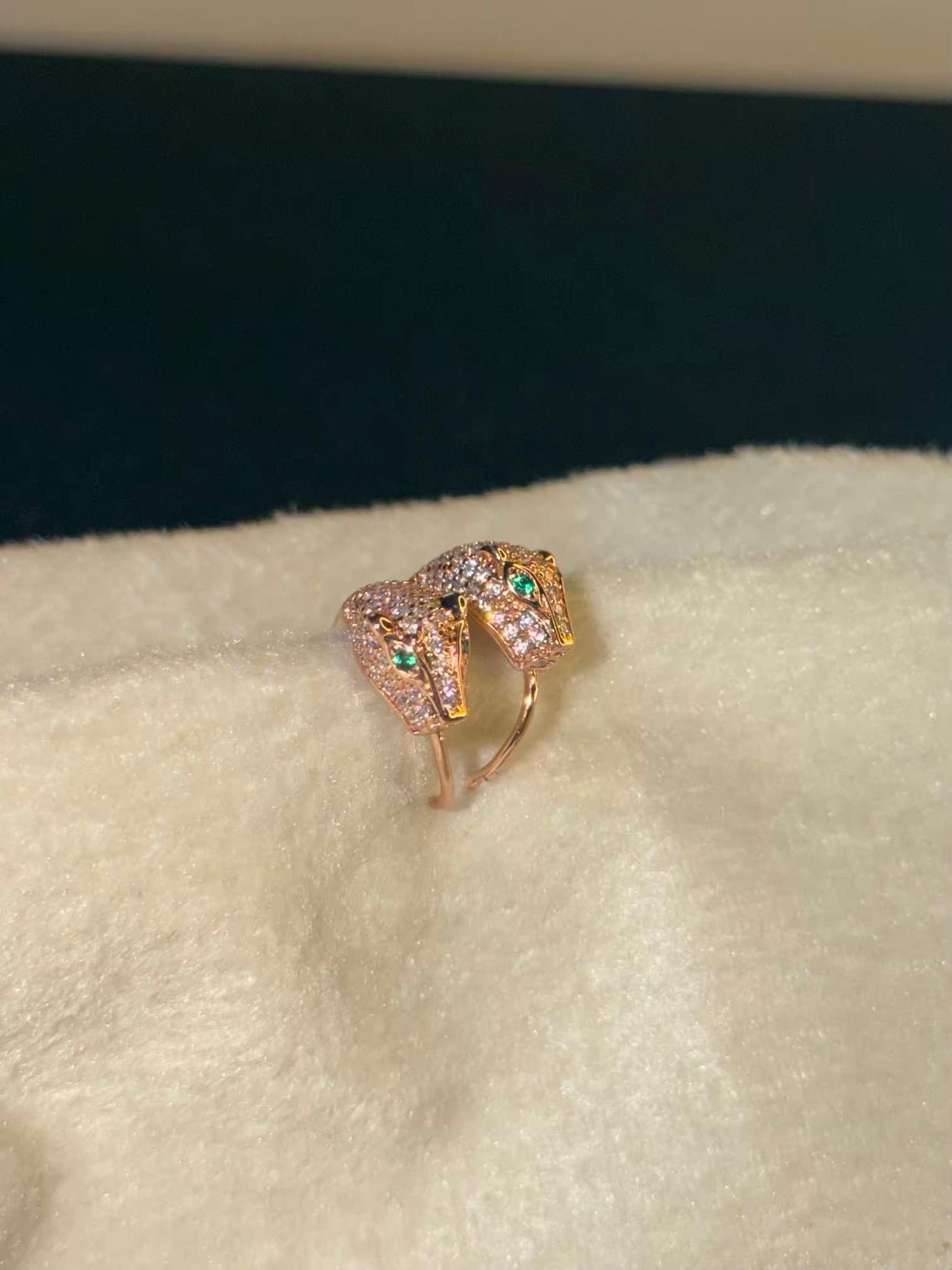 Rose Gold Panther Huggies Ear Studs