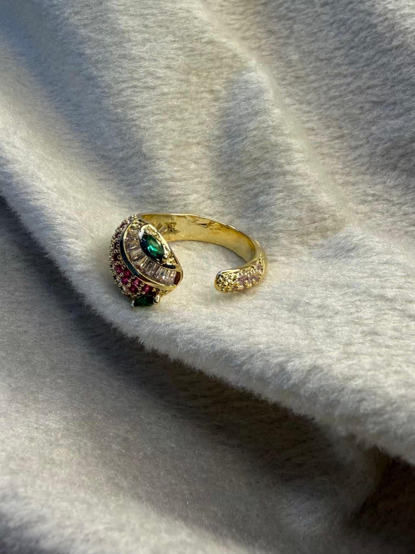 Serpentine Multicoloured Necklace, Bracelet, Earrings and Ring Full set Premium Gold Rhodium