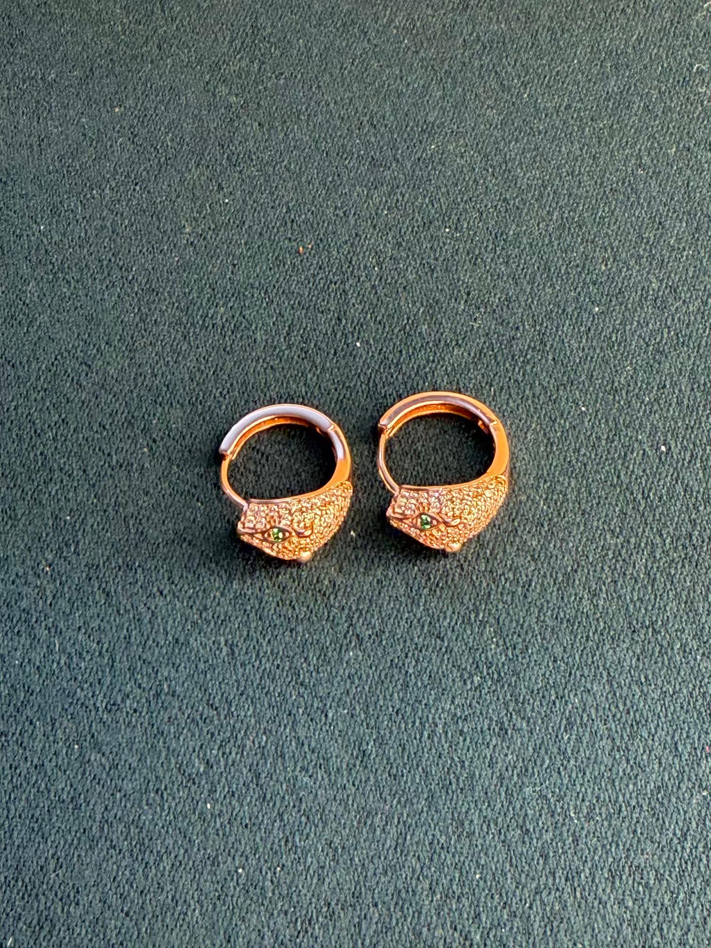Rose Gold Panther Huggies Ear Studs