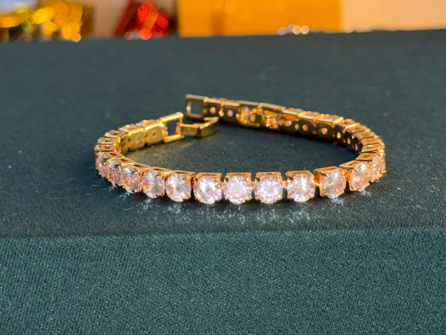 Diamond Square Luxe Gold Plated Tennis Bracelet