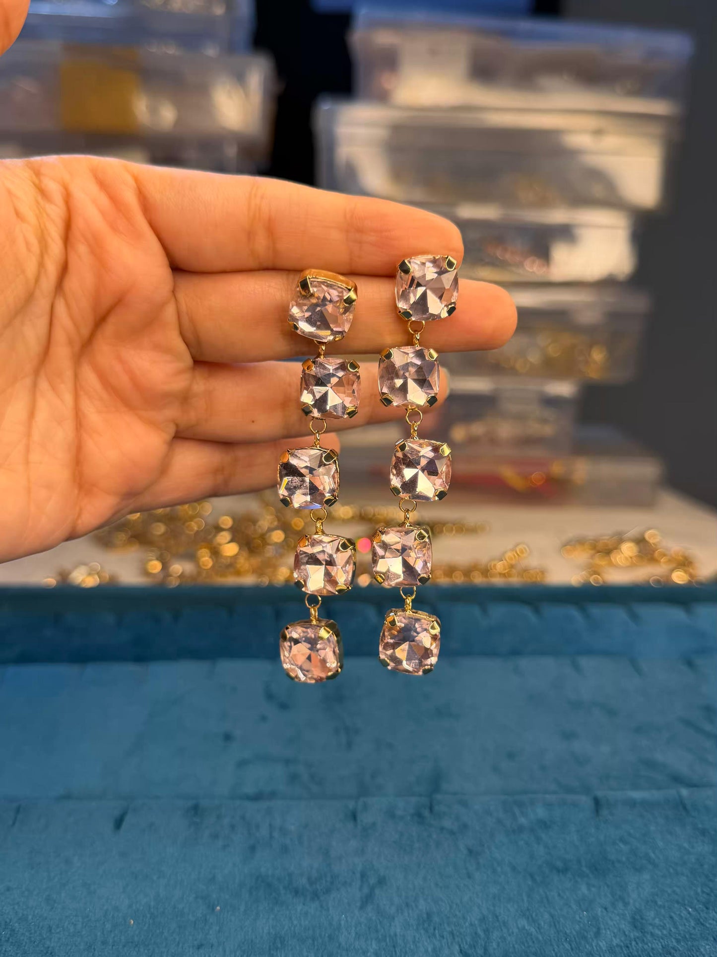 Classic White Diamond Gold Plated Earrings