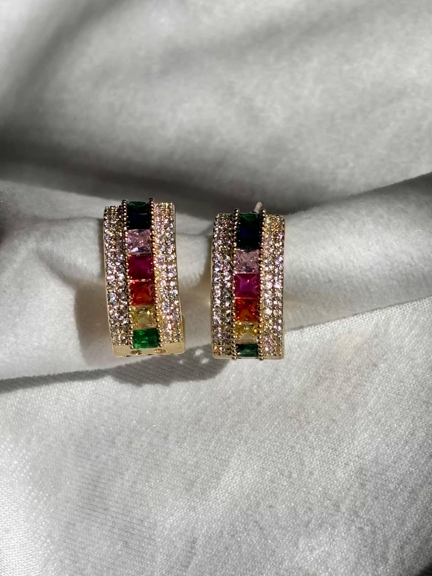 Color Studds Earrings 18K Gold Plated Premium Earrings