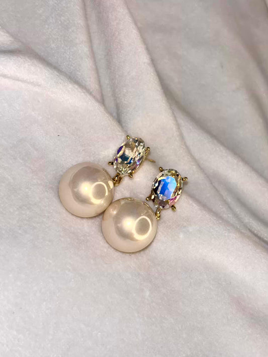 Studded White Pearl Ear Studds 18K Gold Plated Premium Earrings