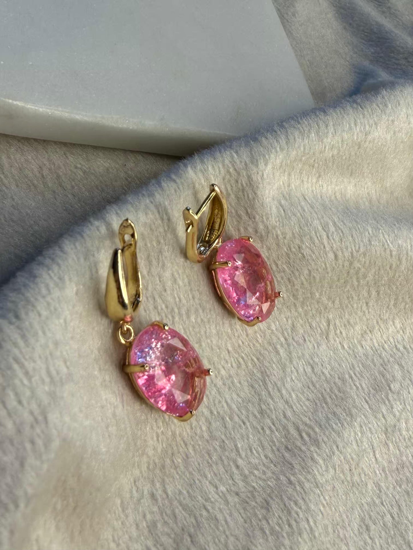Blush Pink Stud Gold Plated Earrings