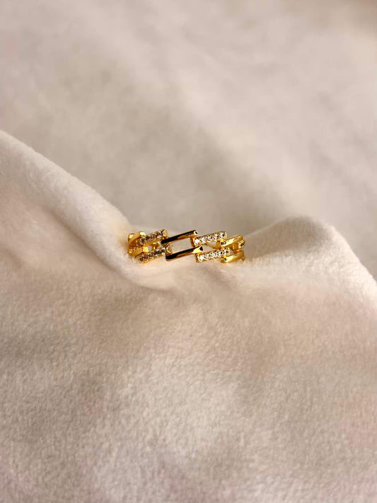Slanted Square Ring Gold Plated 18K Adjustable Ring