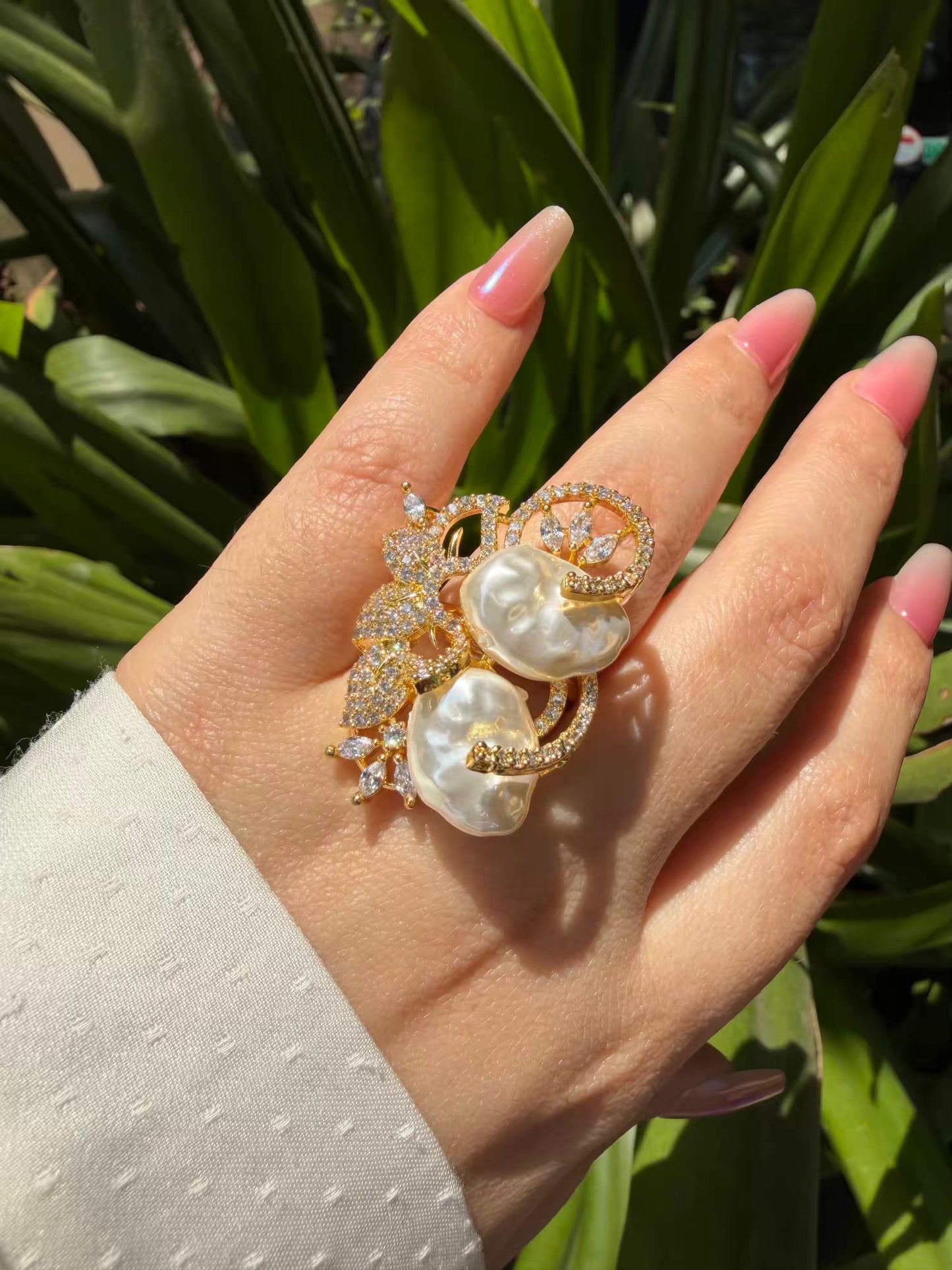 Ivory Pearl Statement Gold Plated Ring