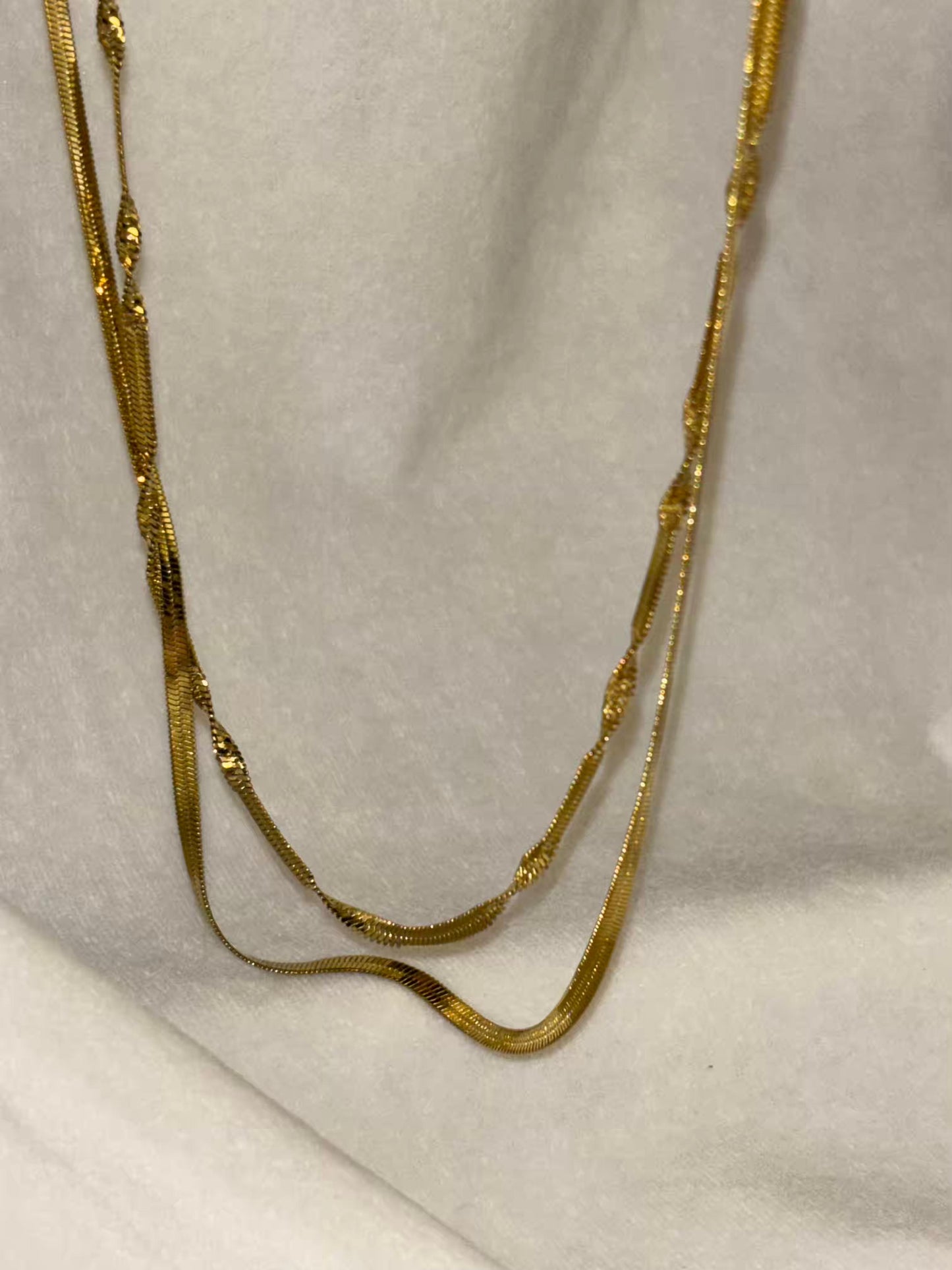 Two Layered Snake Chain Necklace 18K Gold Plated Premium Necklace