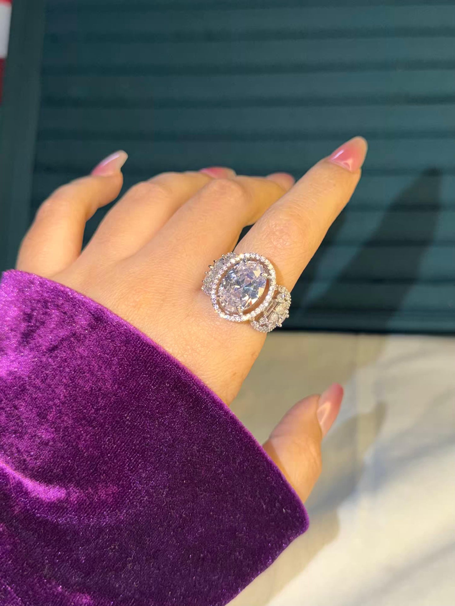 White Majesty Orbit Silver Plated Premium Ring (Adjustable)