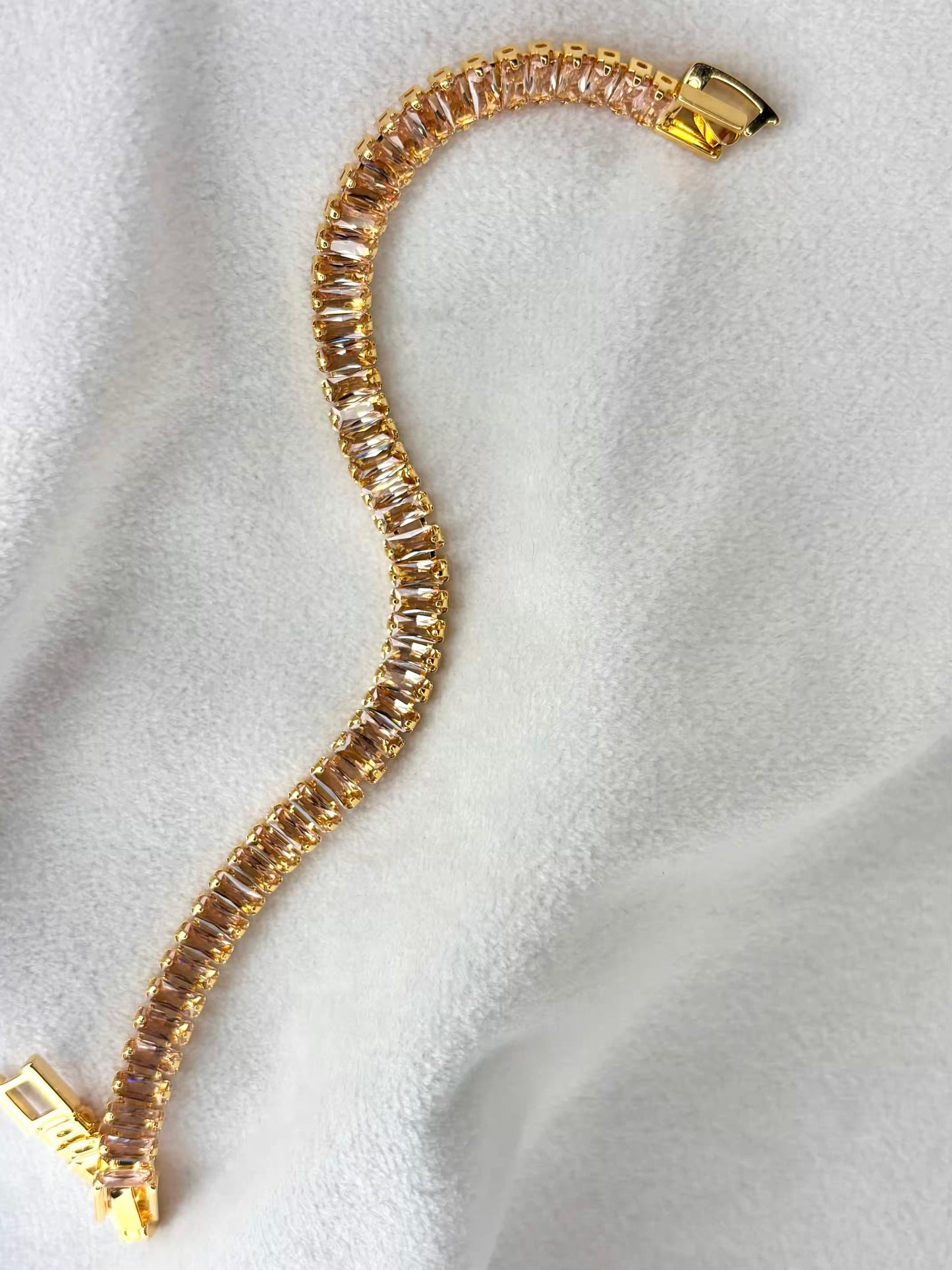Radiant Shimmery Beige 18K Gold plated Tennis Bracelet