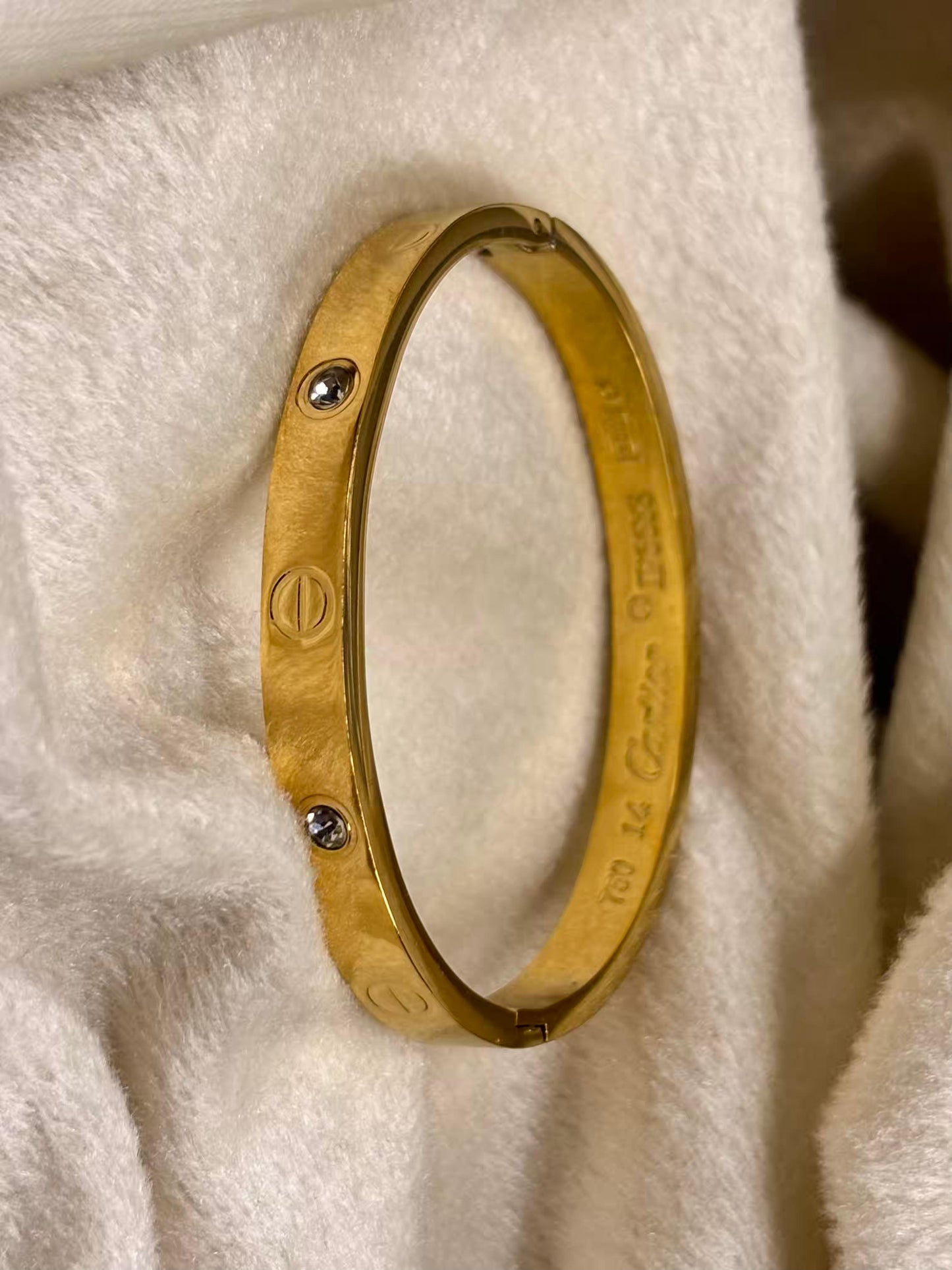 For Thin Wrist Love Band Bangle 18K Gold plated Premium Bangle 2.2 - 2.4 Size