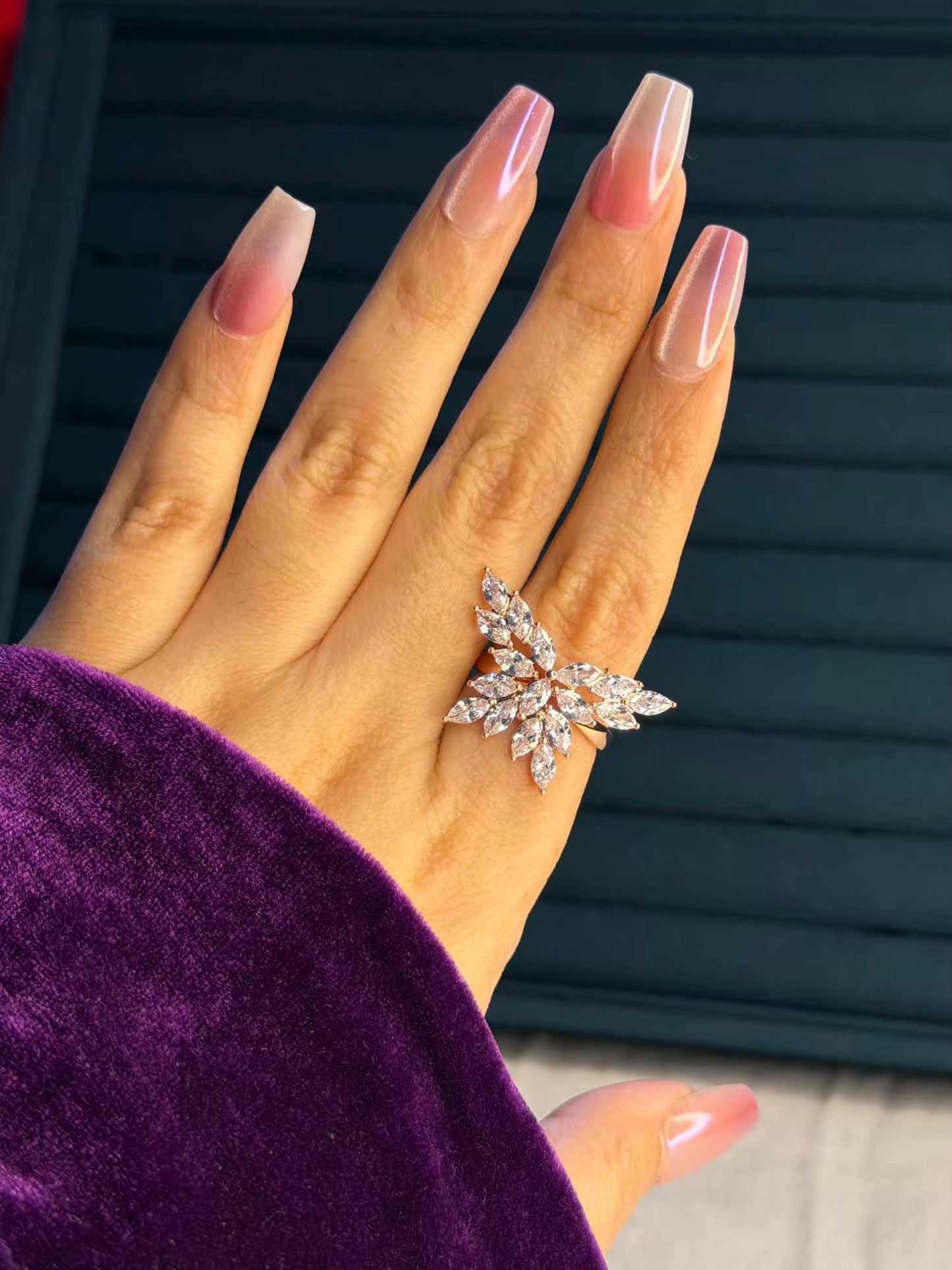 Butterfly Stones Gold Plated Premium Ring (Adjustable)