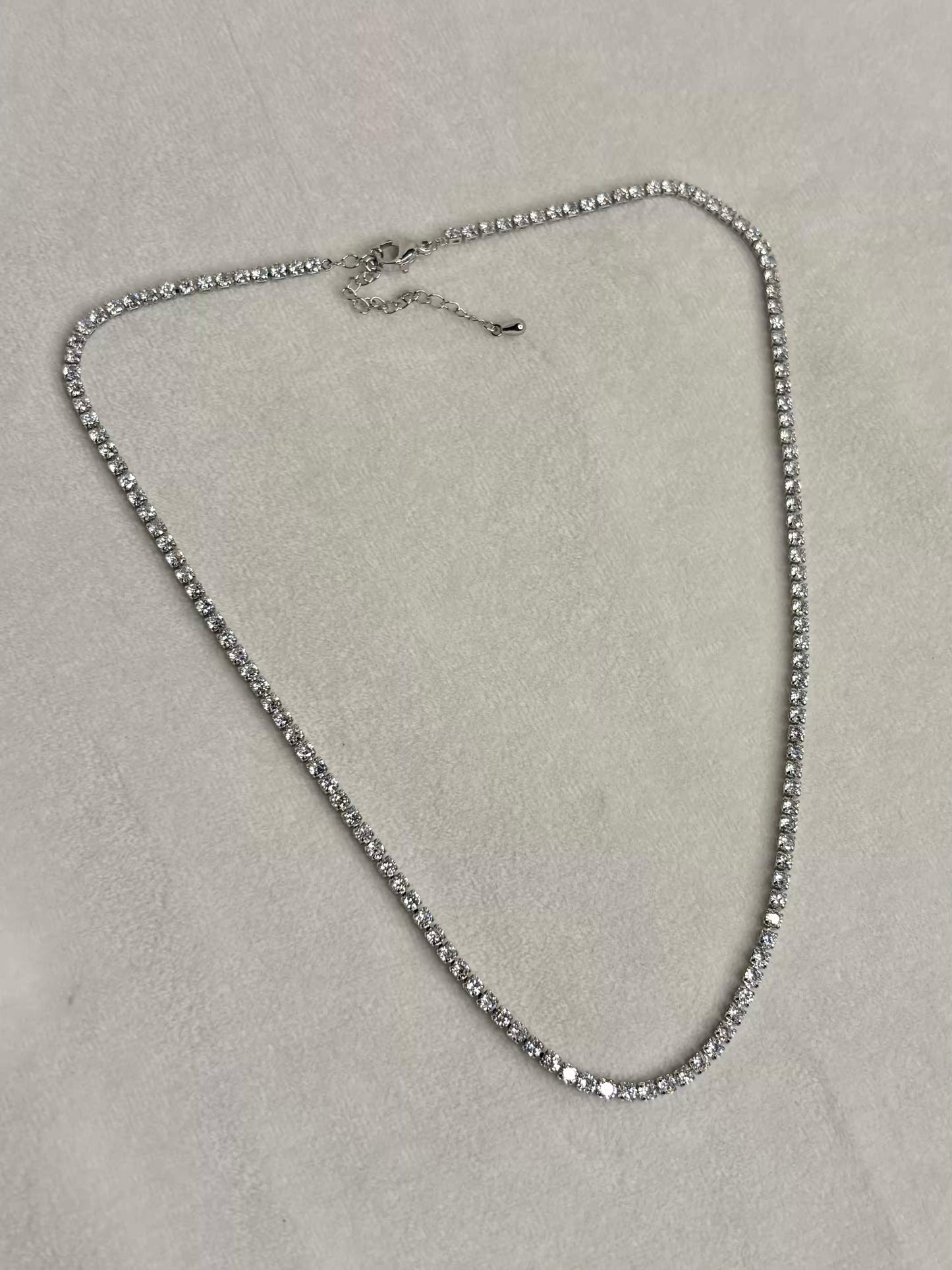Tennis Necklace Silver Plated Premium Necklace