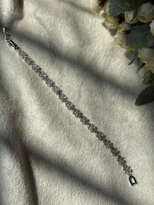 Intricate Flora Premium Silver Plated Tennis Bracelet