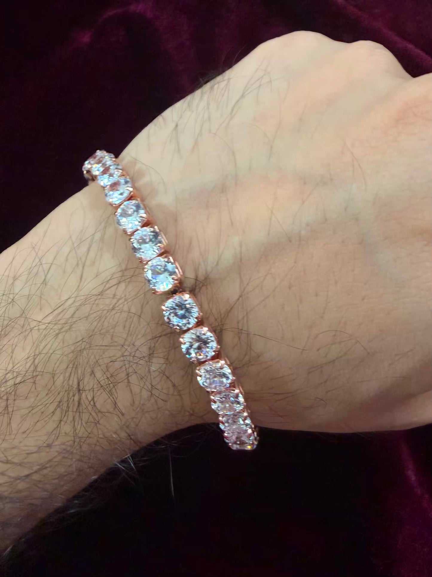Rose Gold Solitaire Tennis Men  Rakhi Bracelet