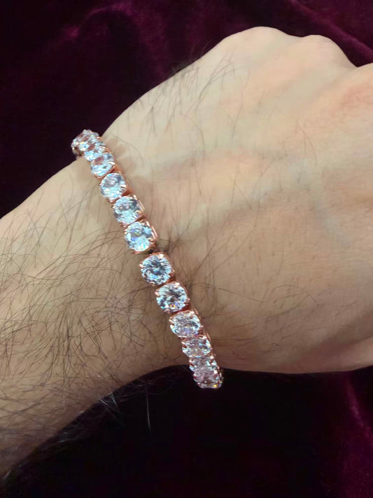 Rose Gold Solitaire Tennis Men  Rakhi Bracelet