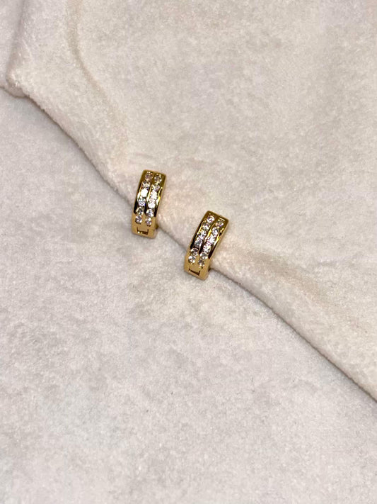 Tiny Thick Studded Hoops Bali Earrings - 18K Gold Plated Earrings