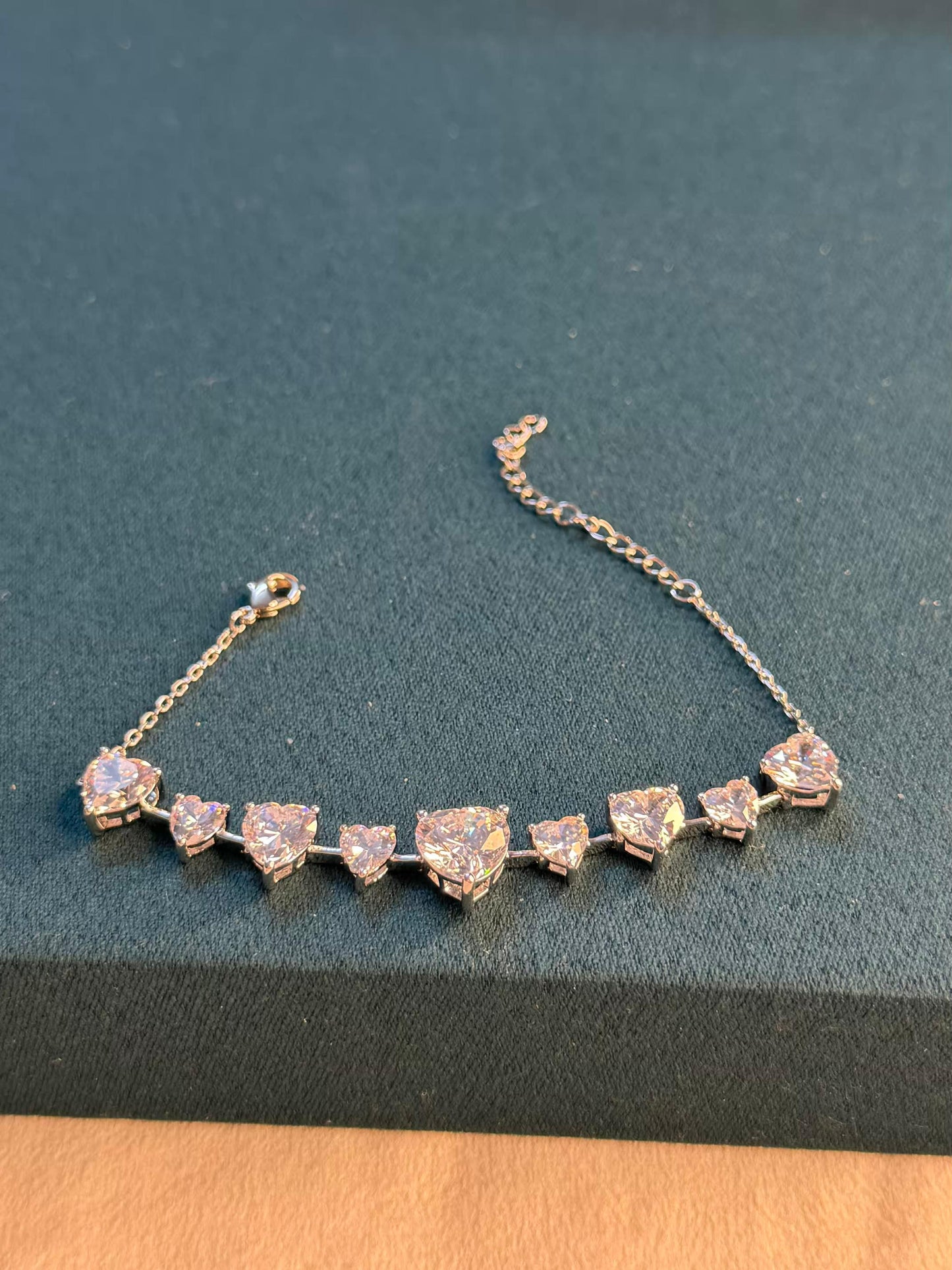 Heart Chain Silver Plated Tennis Bracelet