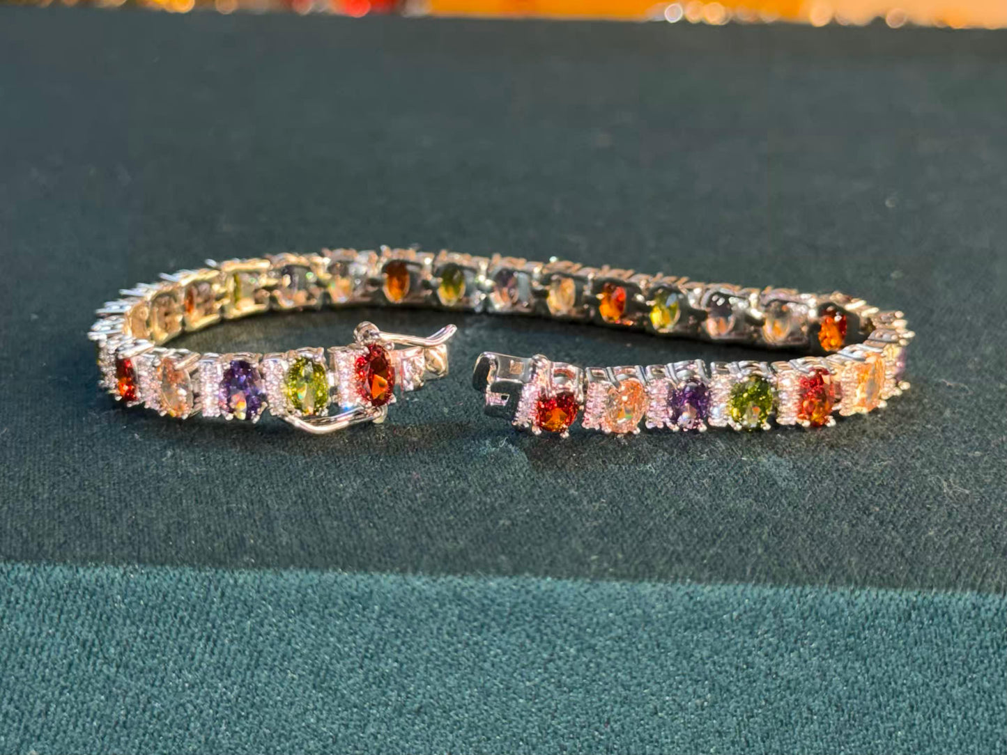 Prism Square Silver Plated Tennis Bracelet