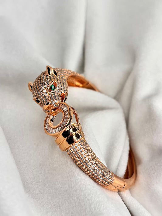 Tiger Head Premium Kada Bangle Rose Gold Plated