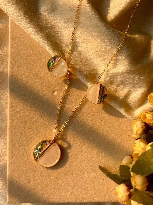 Fluorescent Shine Necklace And Ear Studds 18K Gold Plated Premium Necklace