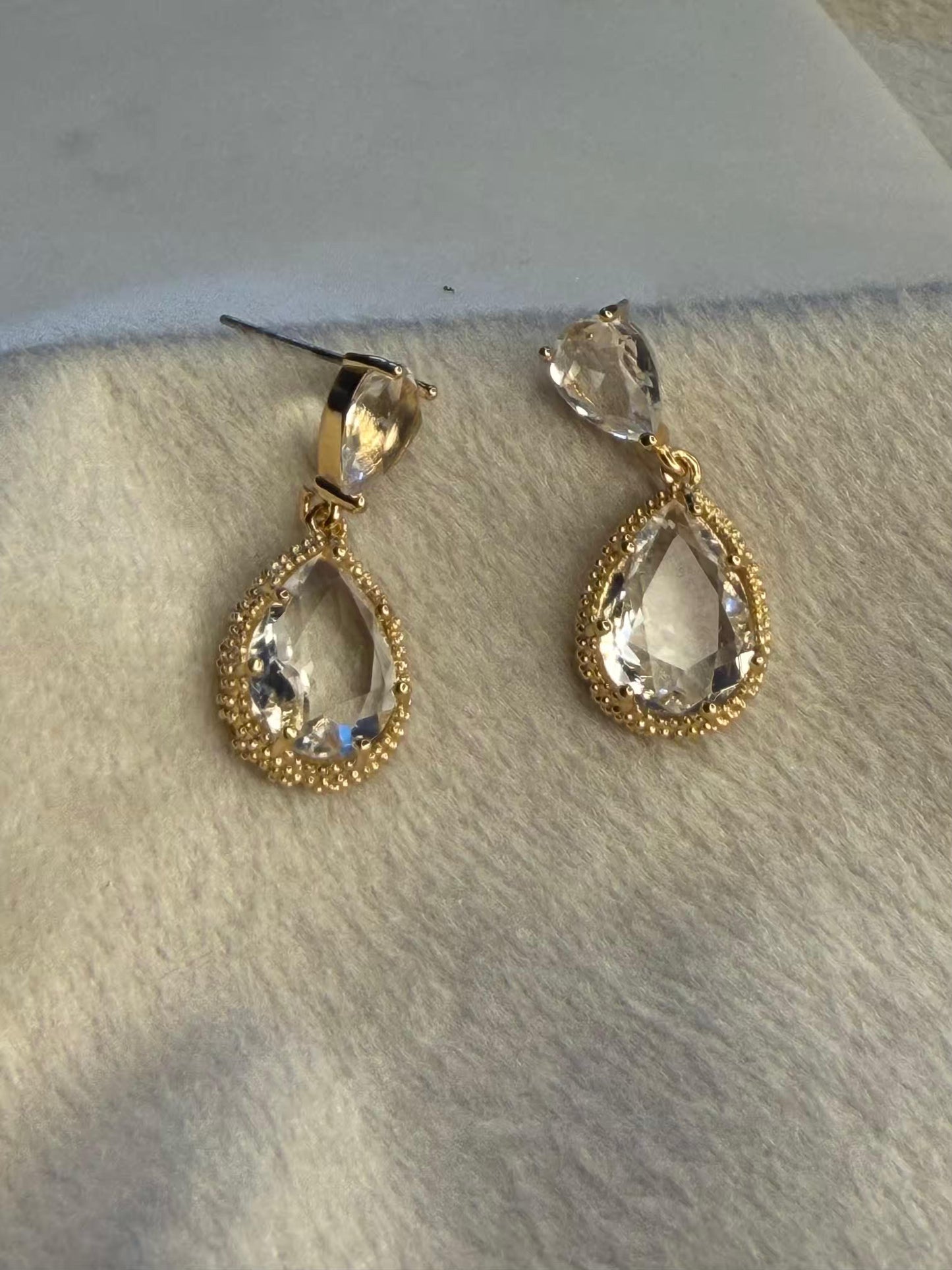 Clear Crystal Party Drops Stud Gold Plated Earrings