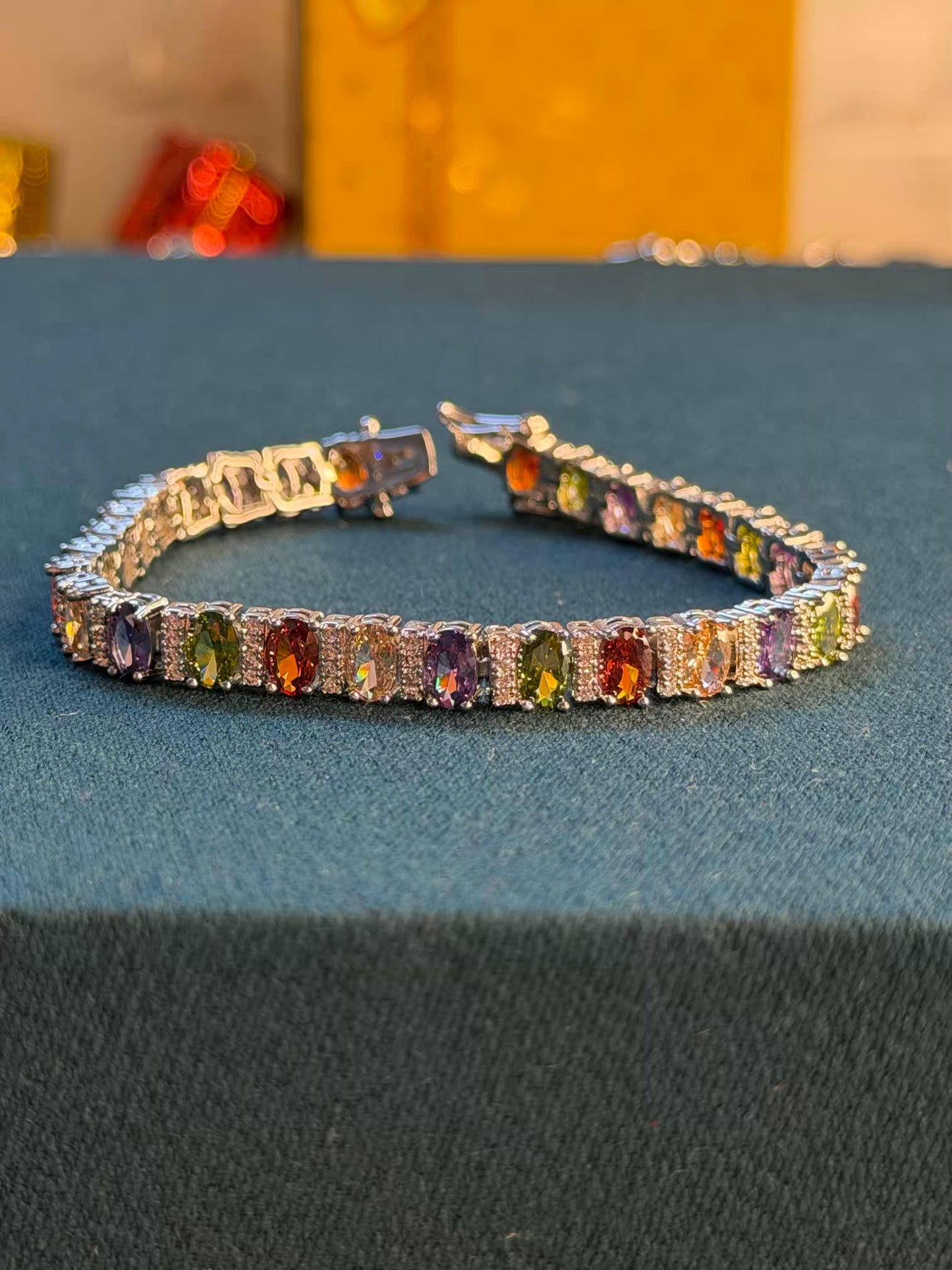 Prism Square Silver Plated Tennis Bracelet