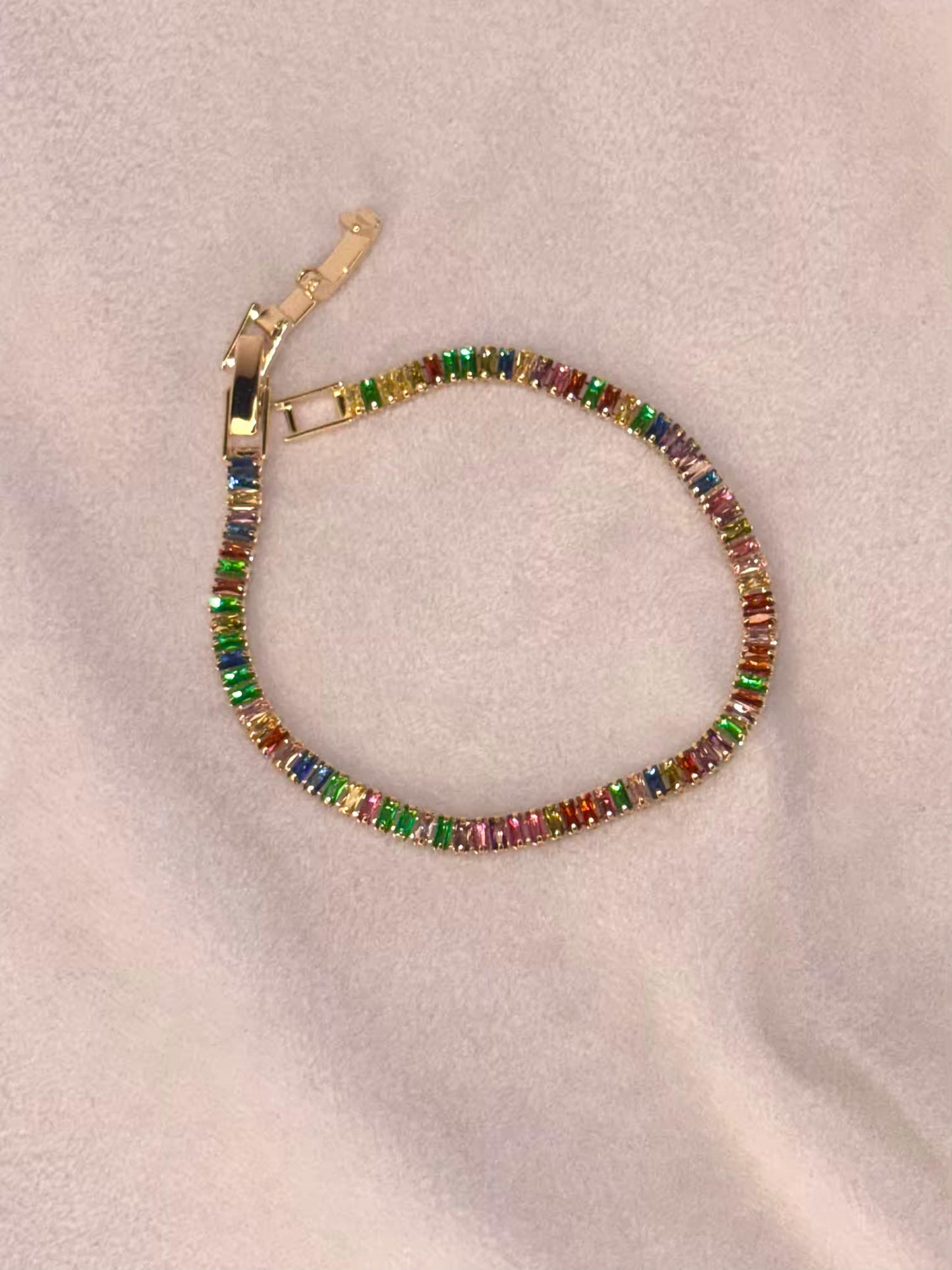 Radiant Rainbow Spectrum 18K Gold plated Tennis Bracelet