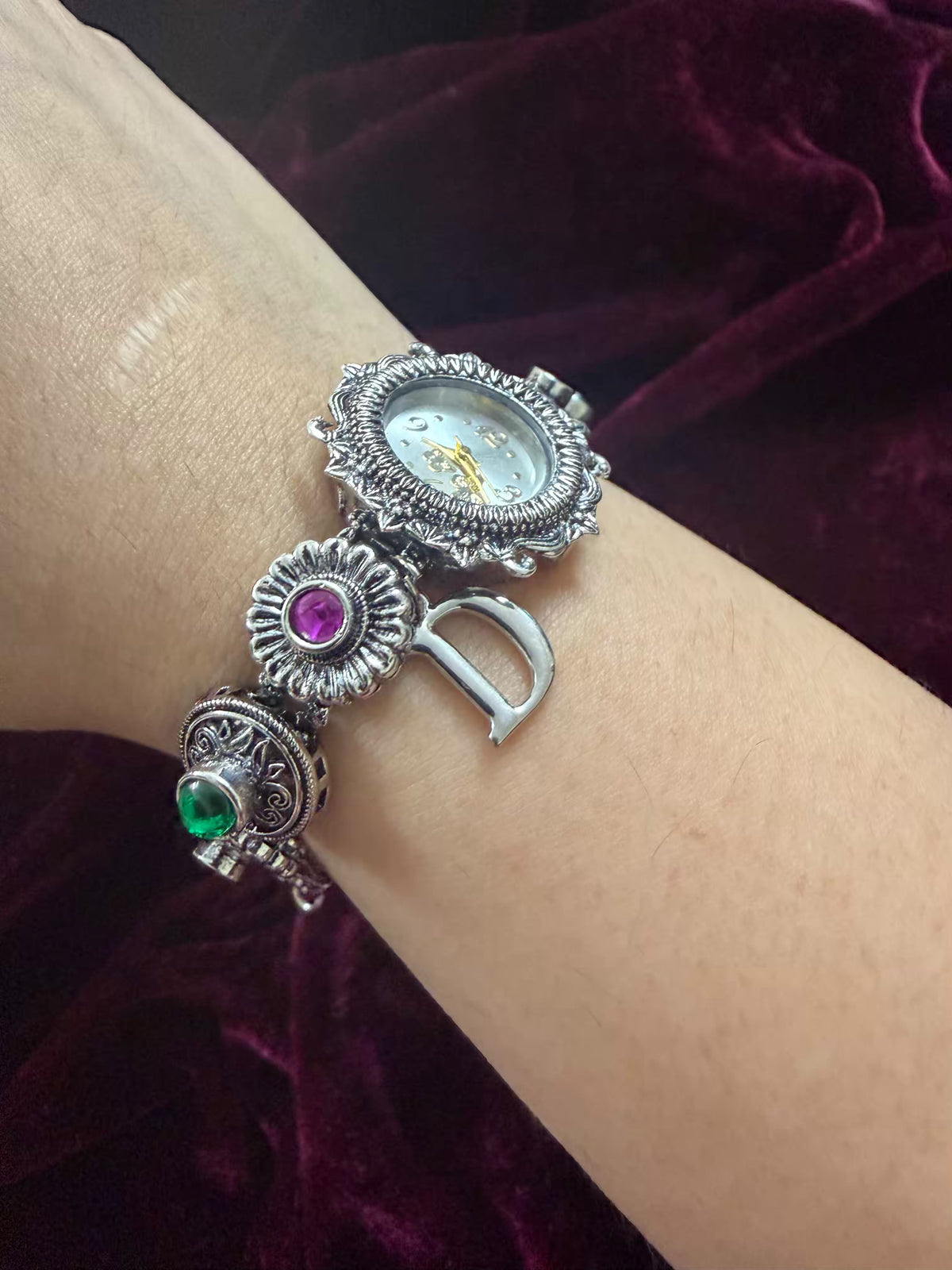 Rajputana Multicolour Elegance Silver-Tone Navratri Oxidised Heritage Watch