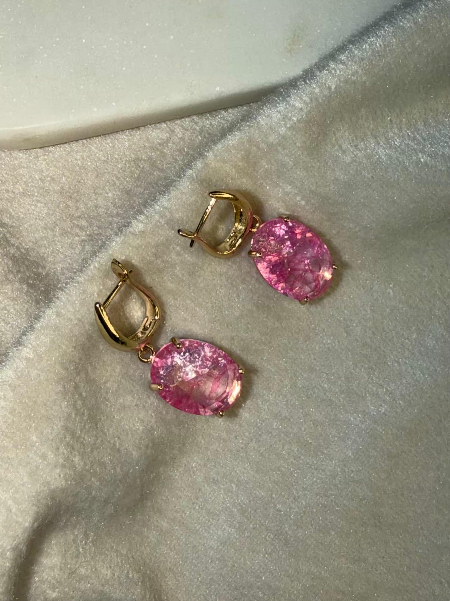 Blush Pink Stud Gold Plated Earrings