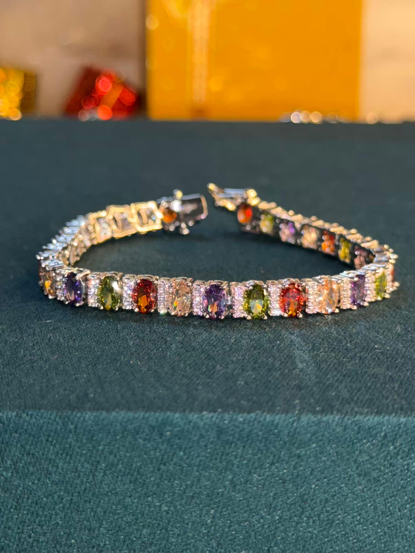 Prism Square Silver Plated Tennis Bracelet