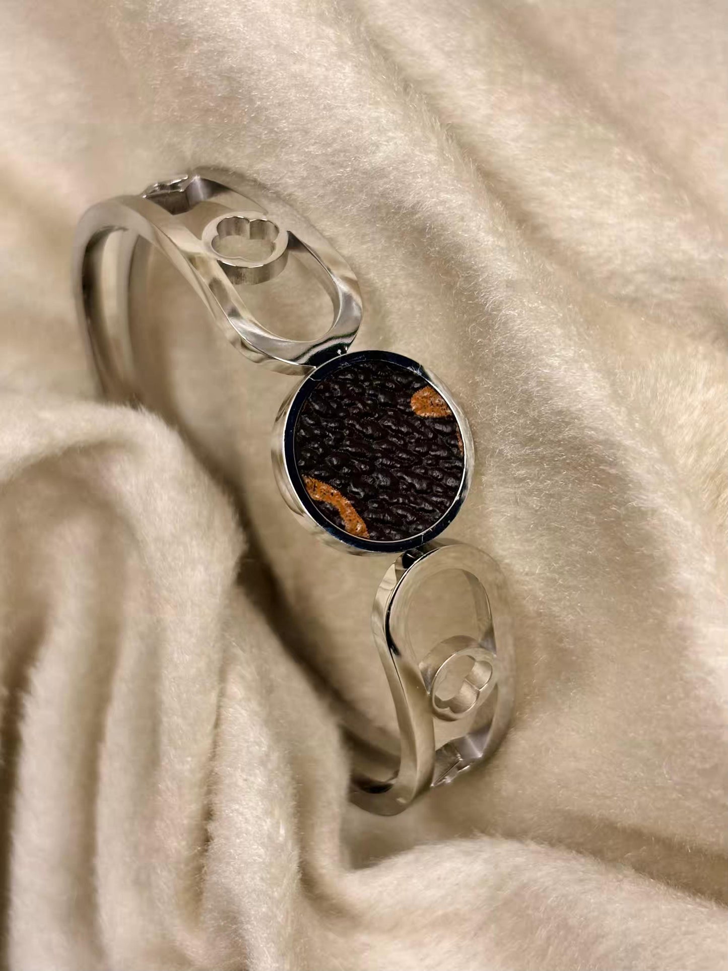 For Thin Wrist Black Hole Bangle Silver plated Premium Bangle 2.2 - 2.4 Size