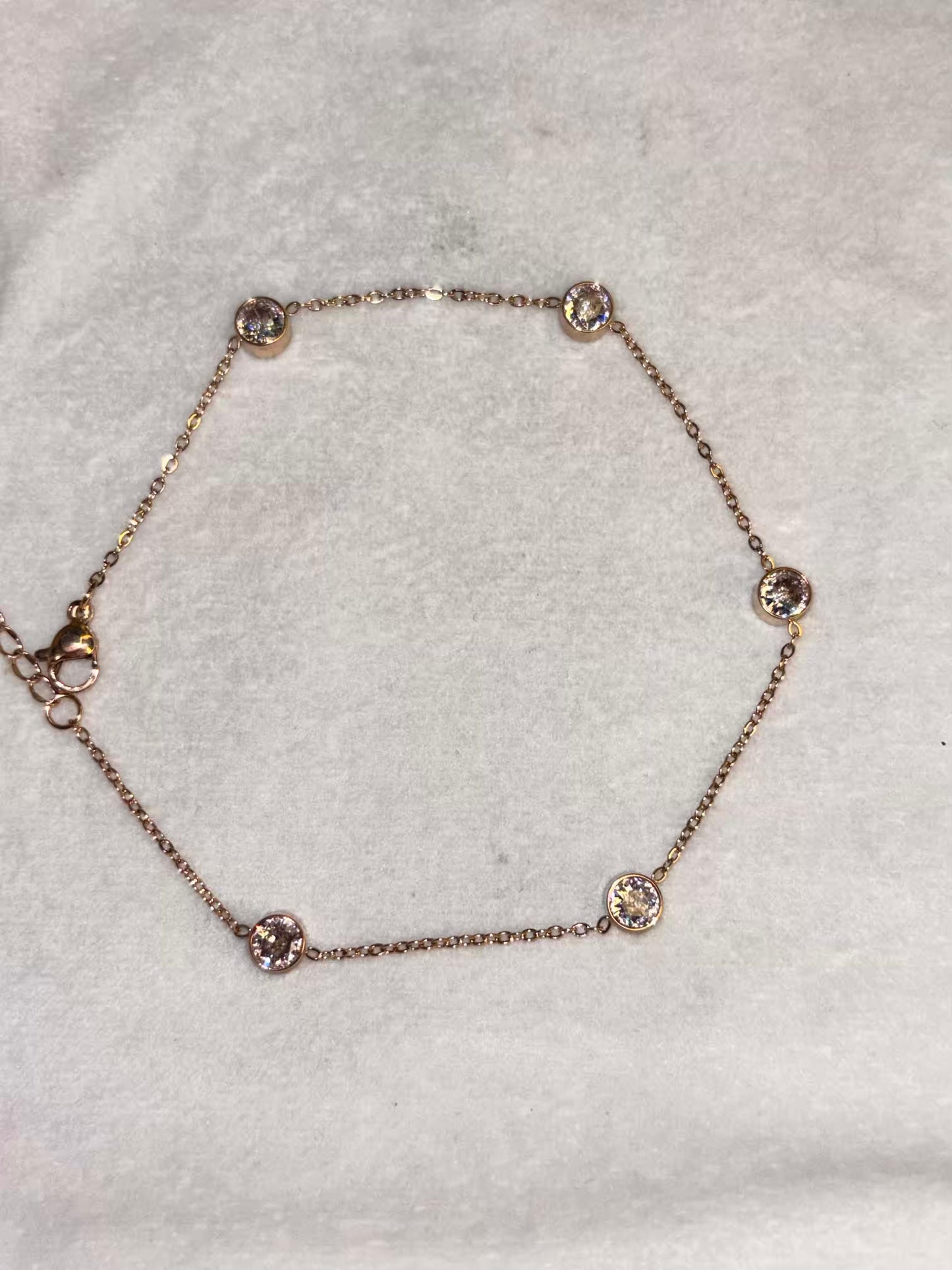 Minimal Round Studded 18K Gold Plated Premium Anklet Payal with Golden hooks