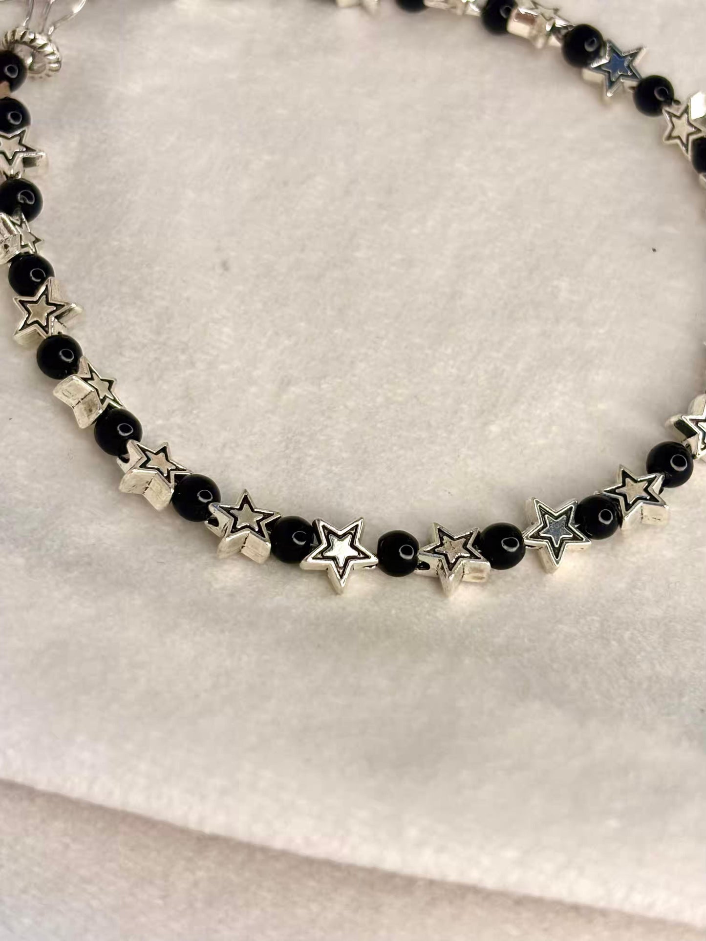 Silver Star Beads Premium Anklet Payal with Silver hooks