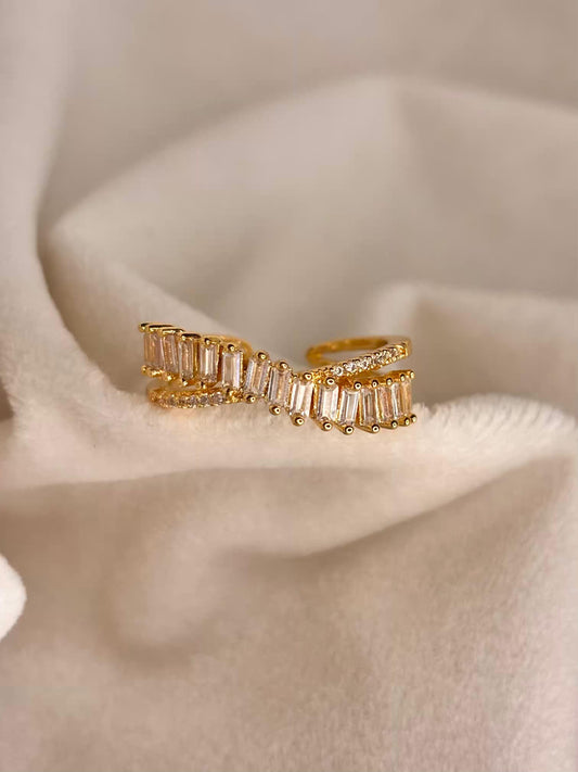 Criss Cross 18K Gold Plated Adjustable Ring