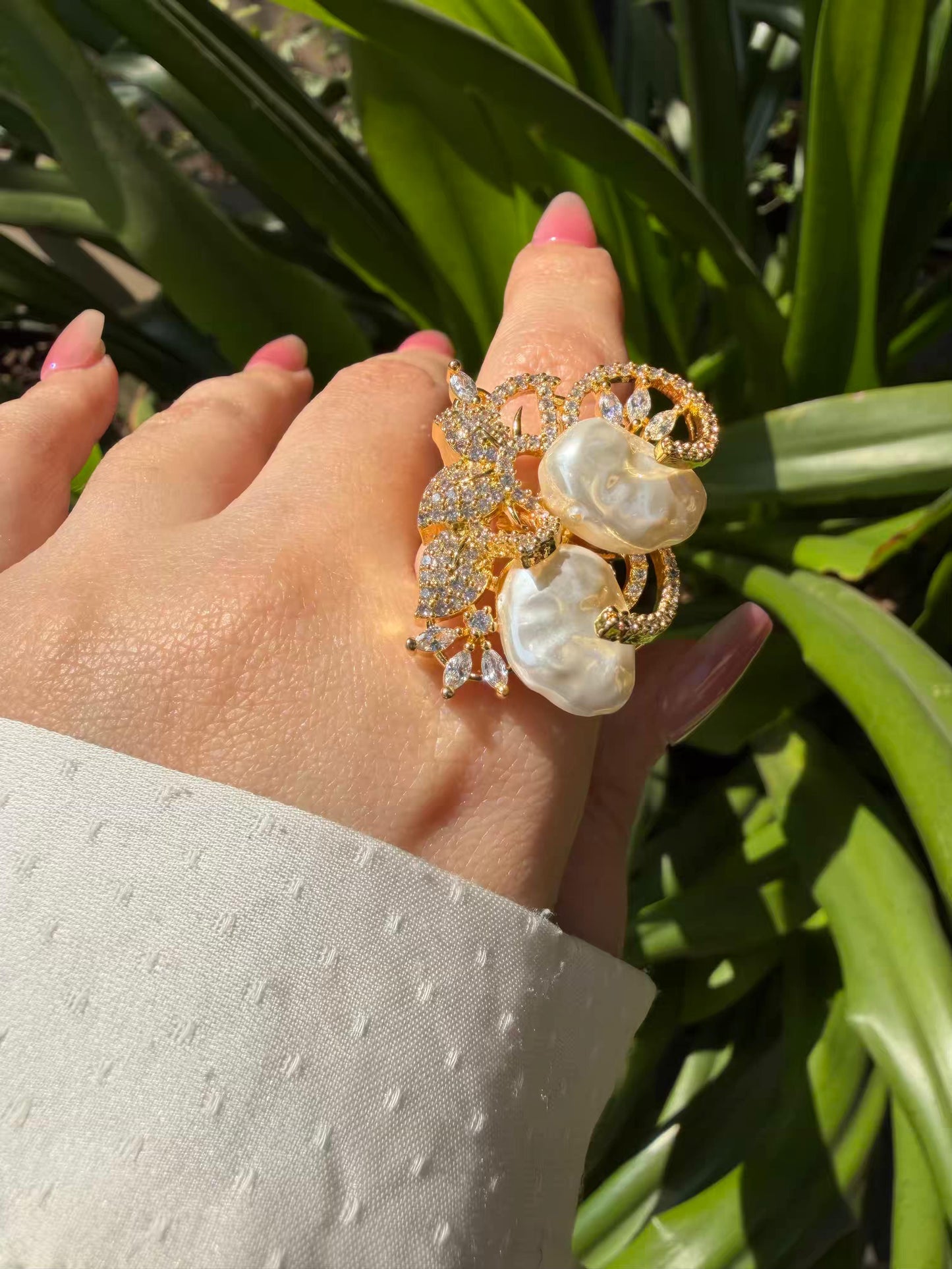 Ivory Pearl Statement Gold Plated Ring