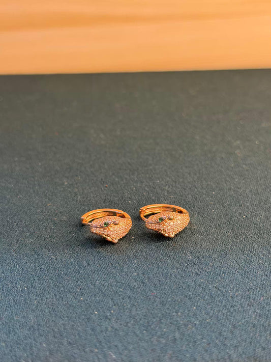 Rose Gold Panther Huggies Ear Studs