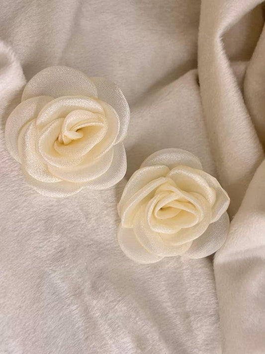 Cream Rose Earrings 18K Gold Plated Premium Earrings