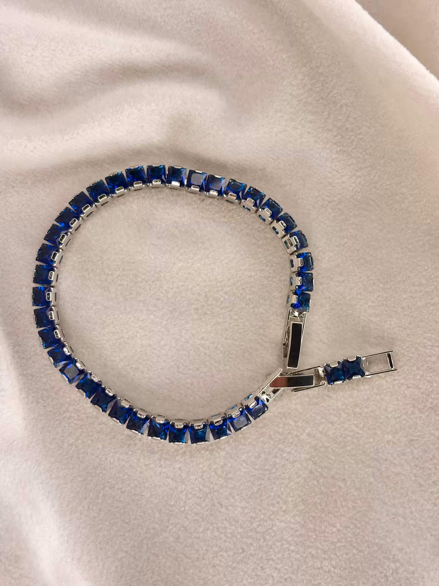 Radiant Blue Silver Plated Tennis Bracelet