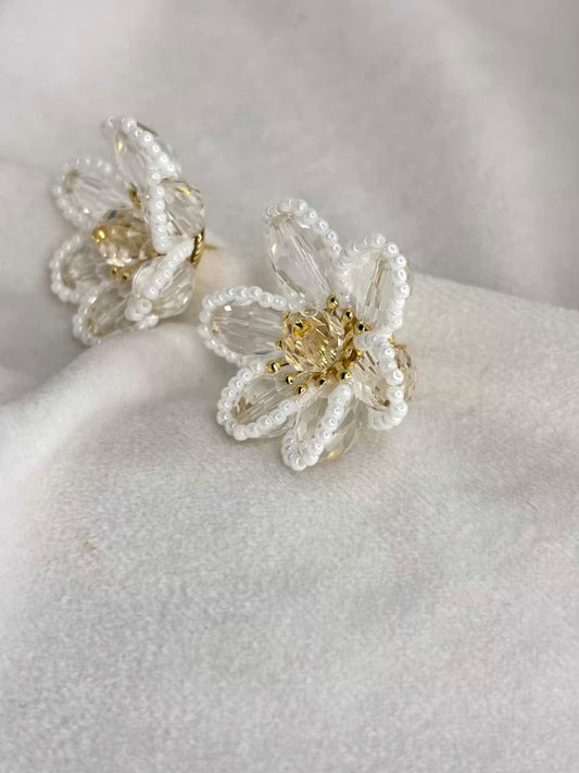 Beaded Floral Studds Earrings 18K Gold Plated Premium Earrings