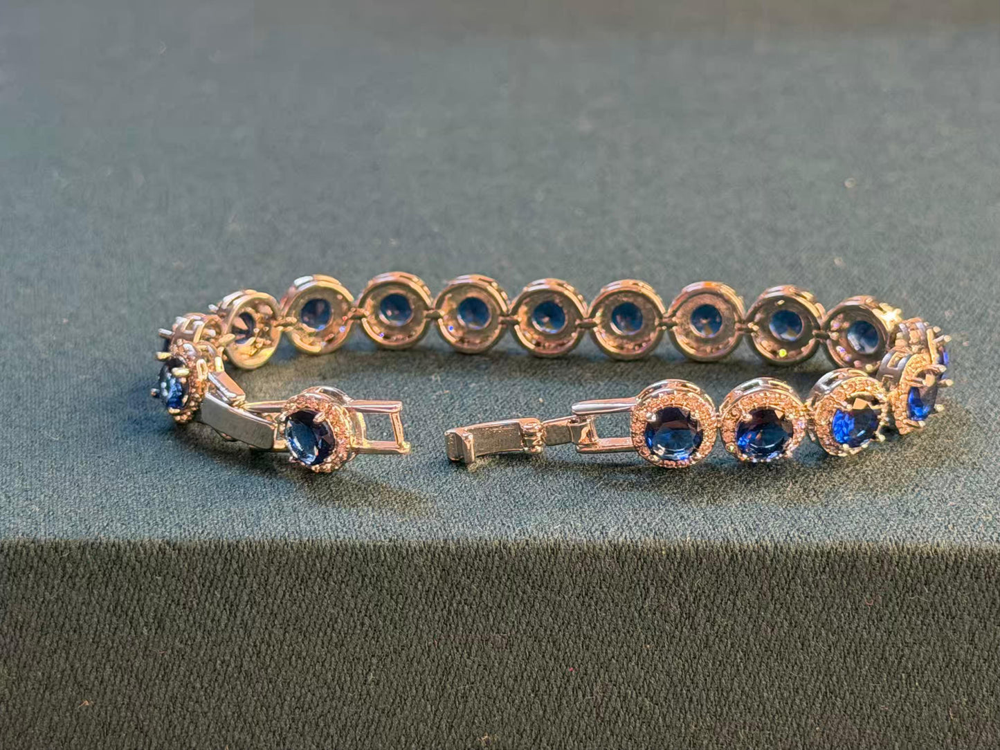 Jade Glow Oval Silver Plated Tennis Bracelet