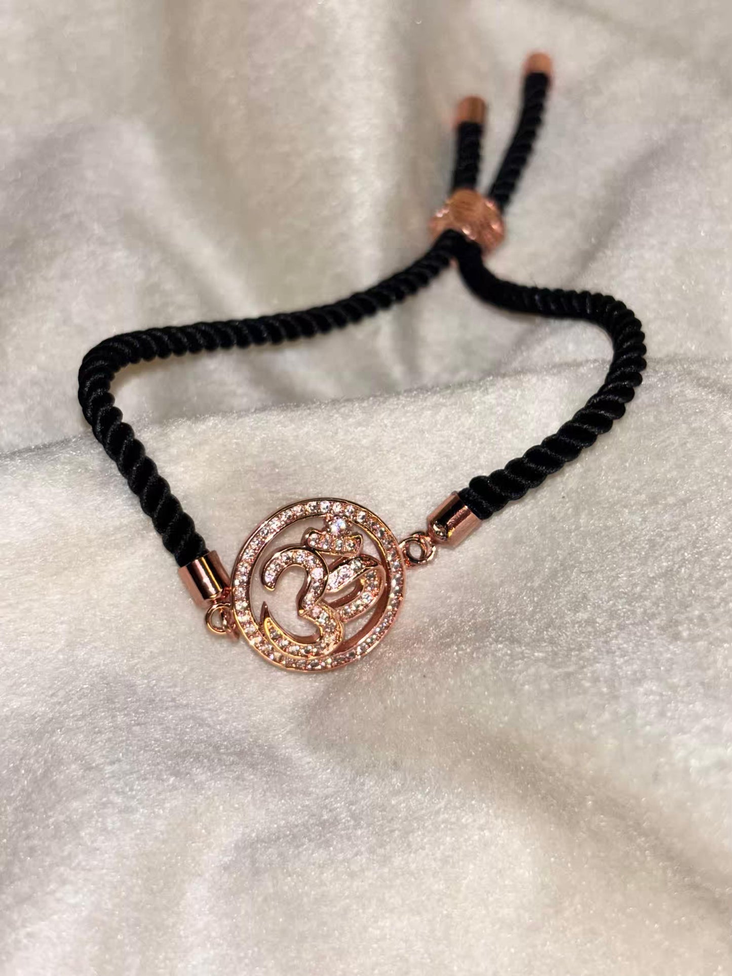 Om Rose Gold Band Bracelet Mangalsutra / Nazariya Bracelet ( Rose Gold Plated)