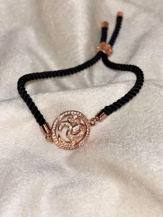 Om Rose Gold Band Bracelet Mangalsutra / Nazariya Bracelet ( Rose Gold Plated)