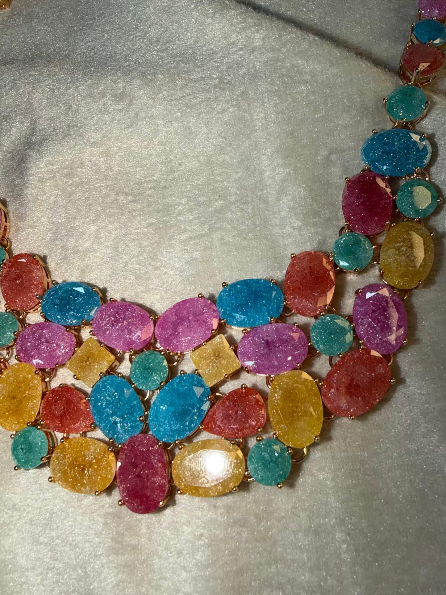 Premium Milky Stones In Rhodium Gold Premium Luxury Plating Necklace Set With Earrings