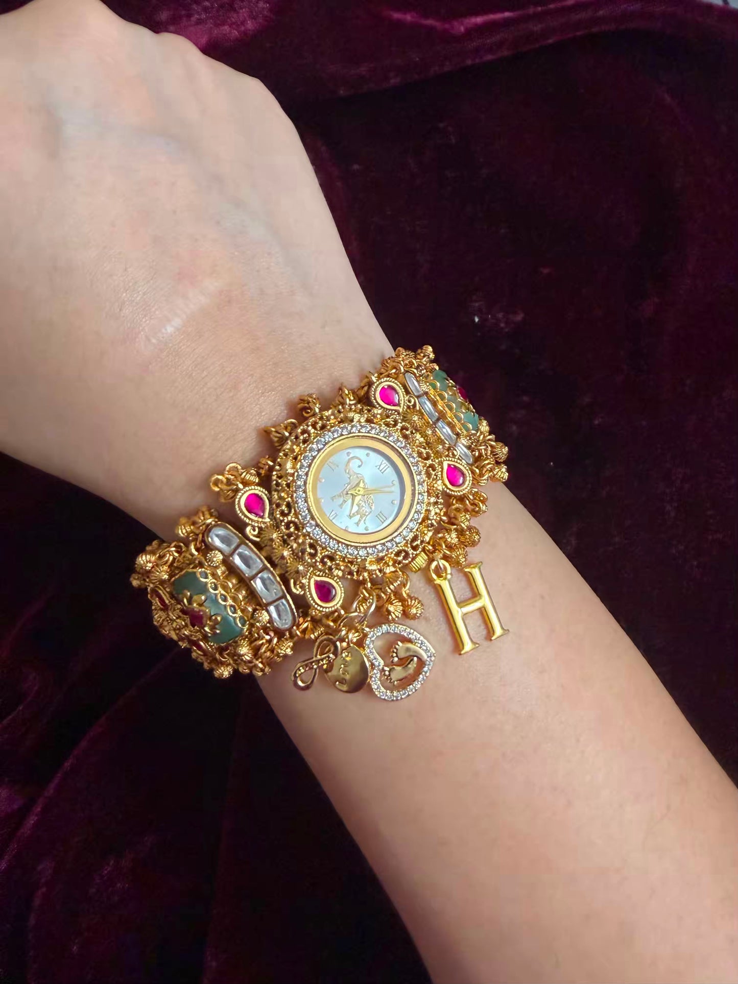 Baby-footsteps Royal Heritage Elephant Charm Watch Rakhi in Premium Swarovski