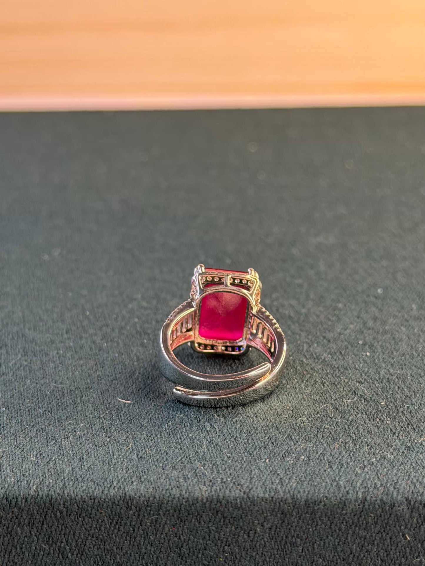 Ruby Pink Rhodium Silver Plated Adjustable