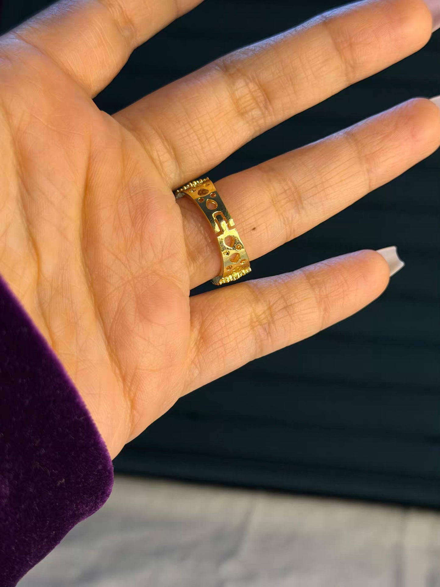 Golden Aura Solitaire Gold Plated Premium Ring (Adjustable)