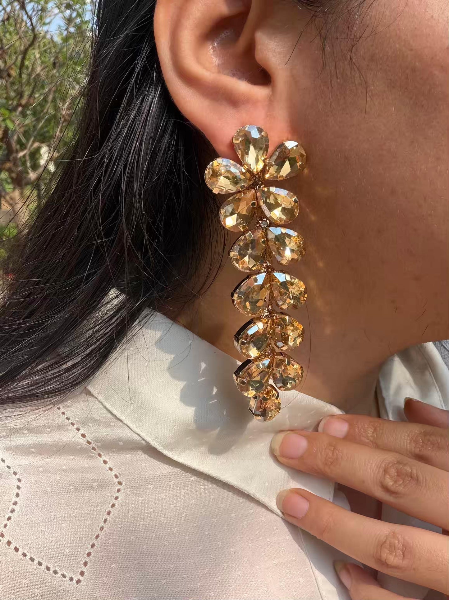 Flower shaped Golden Colour Gold Plated Earrings