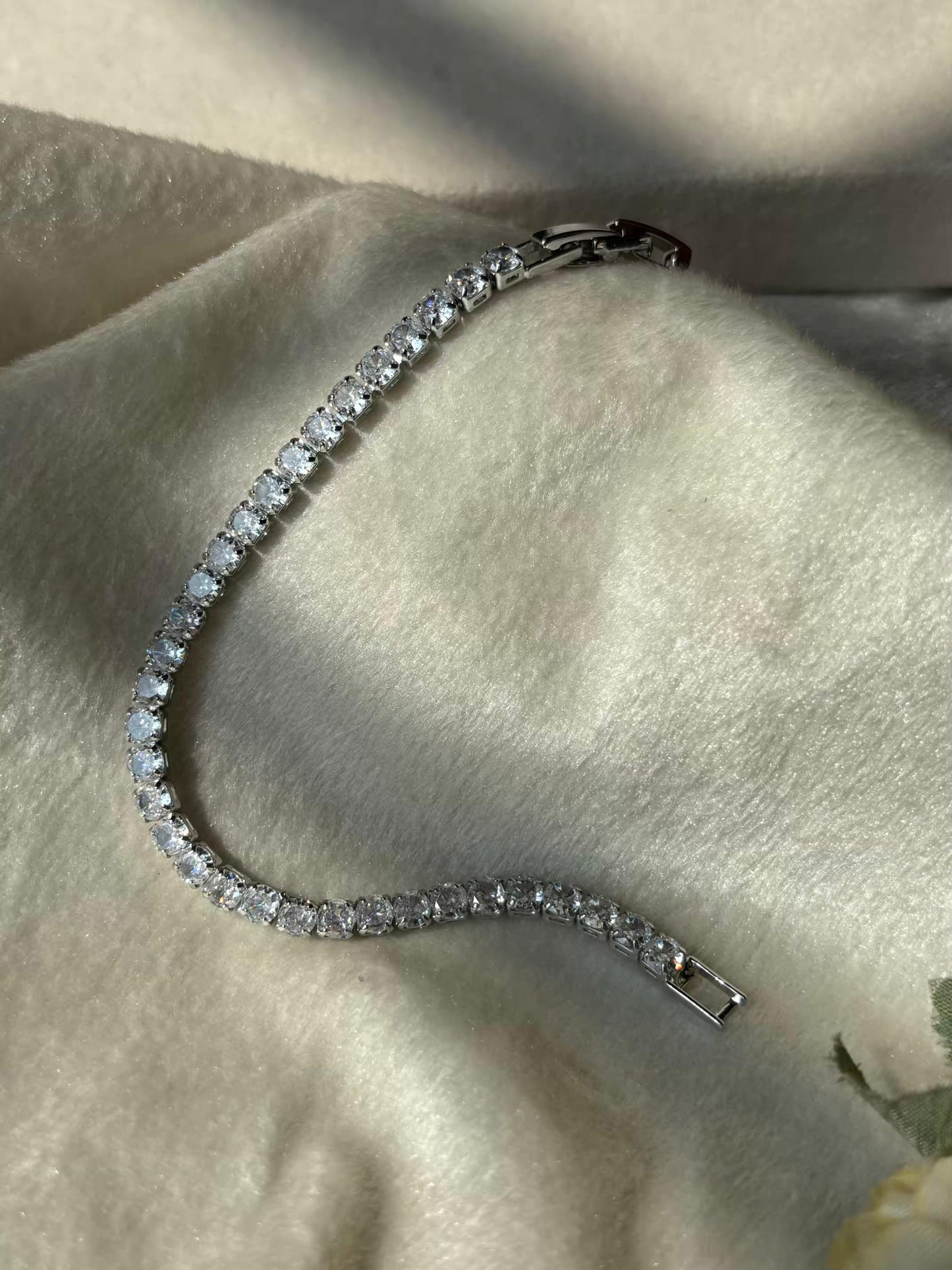 Medium Size Sparkle Premium Silver Plated Tennis Bracelet