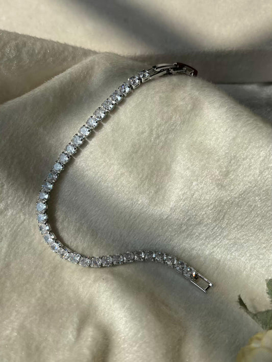 Medium Size Sparkle Premium Silver Plated Tennis Bracelet